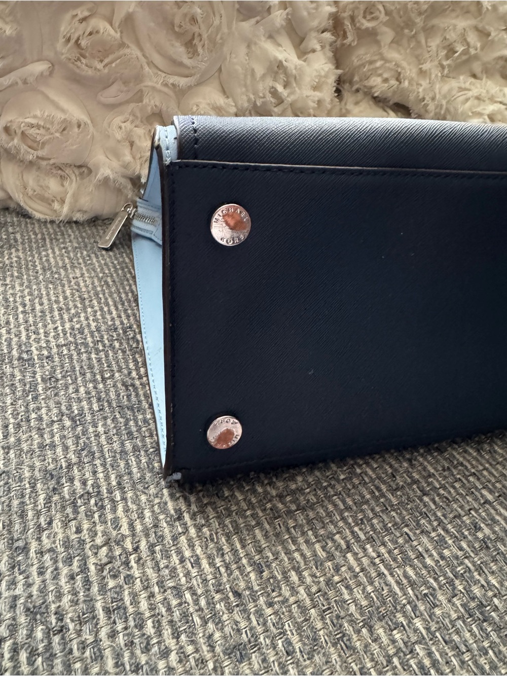 Michael Kors Saffiano Navy, Periwinkle, Light Blue Color block Satchel & wallet - Picture 11 of 14